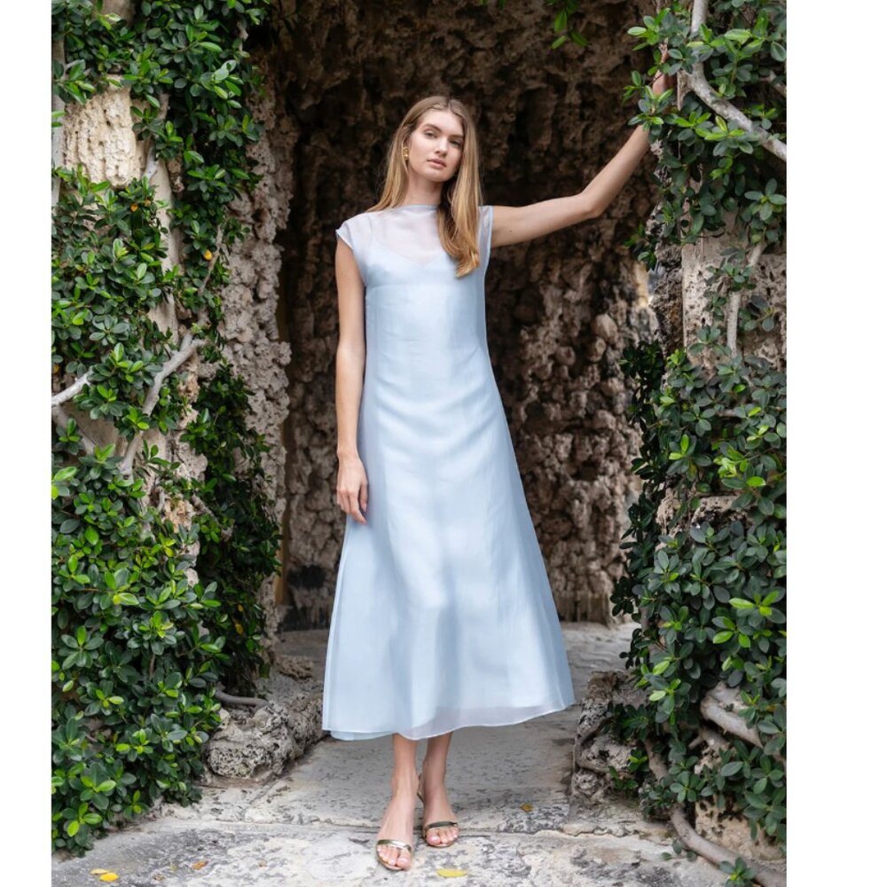 NWT rare Julia Amory Grace Dress in organza chambray blue - Picture 2 of 8